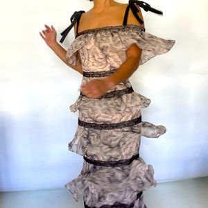 Beautiful floral and lace BCBGMAXAZRIA floor length gown